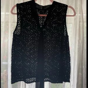 Banana Republic Black Sleeveless Lace Blouse
